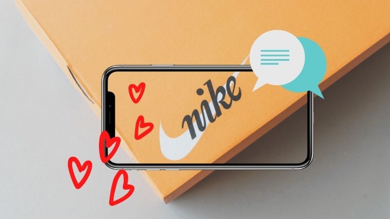 camera on a nike box, showing hearts, comments to signify how product packs can be brought alive with Augmented Reality.