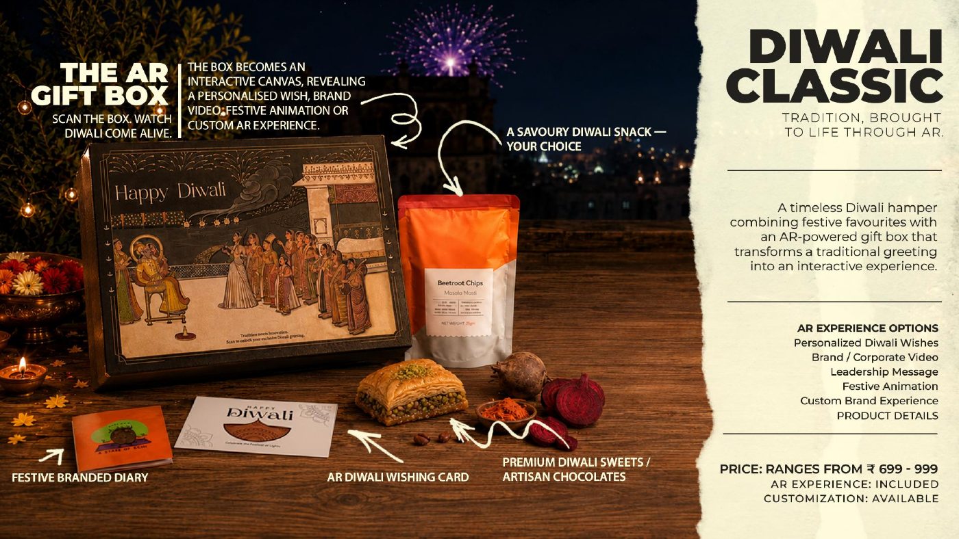 Diwali Classic hamper with festive sweets and AR gift box
