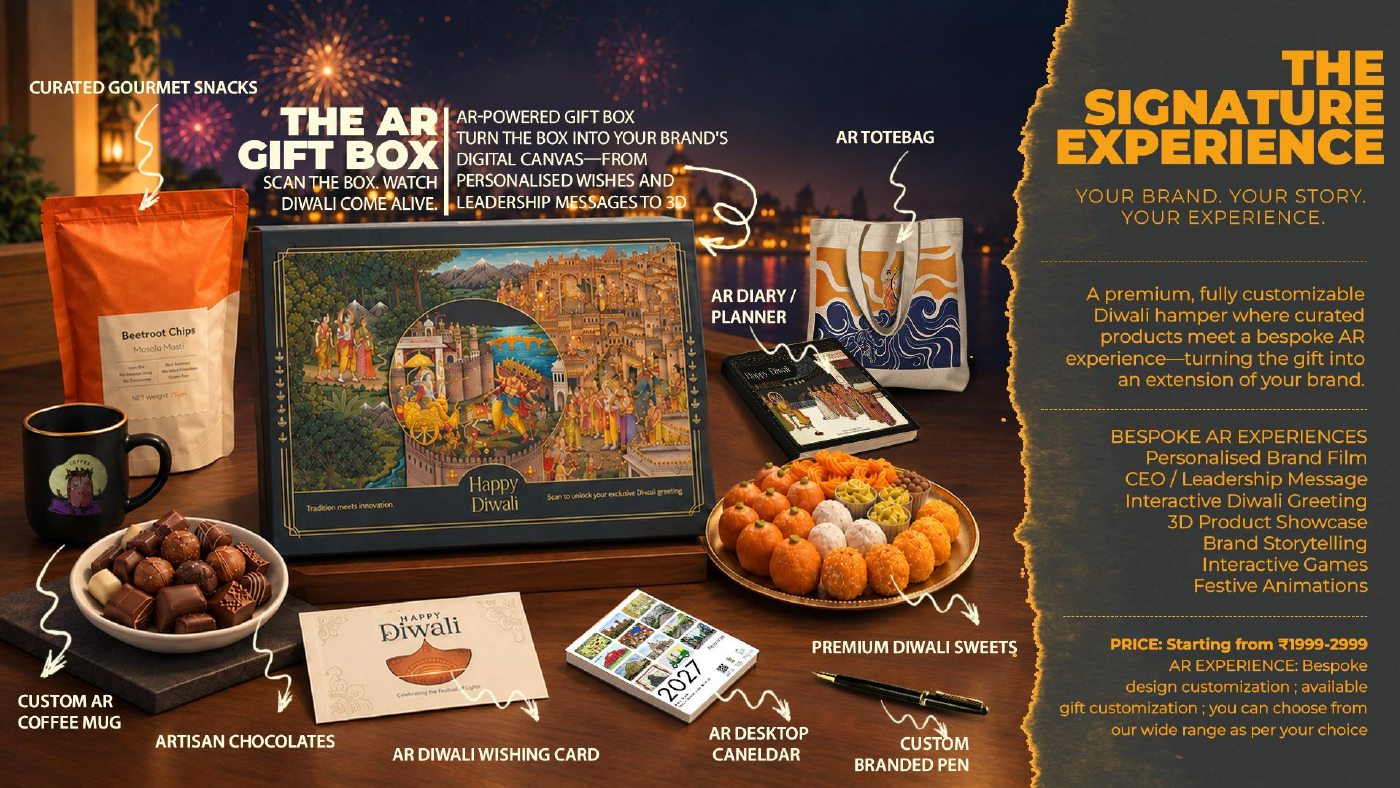 Signature Experience premium Diwali gift box with AR products and festive treats